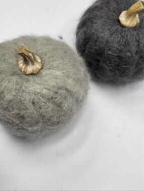 Wool Felt Pumpkin Decoration - Gray and Charcoal. Fall Decor